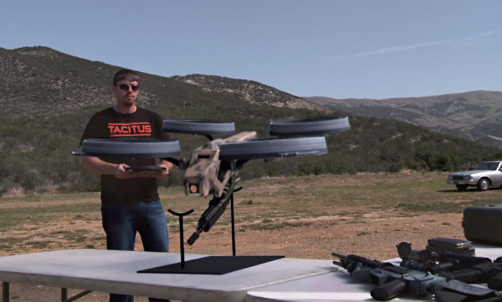 A crazy Drone with machine gun mounted on it A crazy Drone with machine gun mounted on it